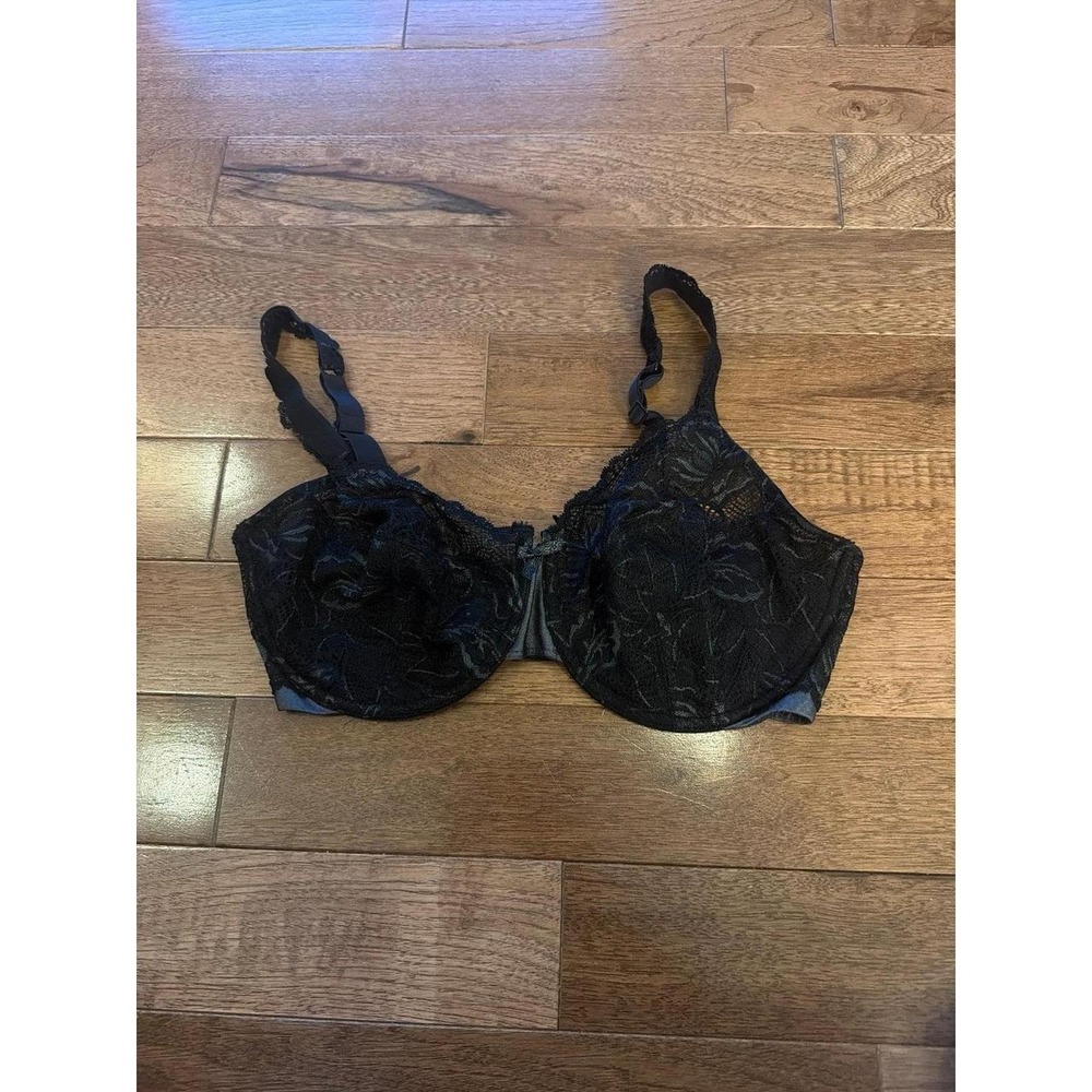 Women's Black Lace Full Coverage Bra  Gray 38DD 6543